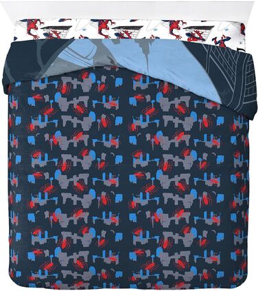 Двоспальне ліжко Джей Франко Marvel Spiderman City Streets з підодіяльником 200x200см 2 наволочки 50x70см 100 бавовна синій - Spid