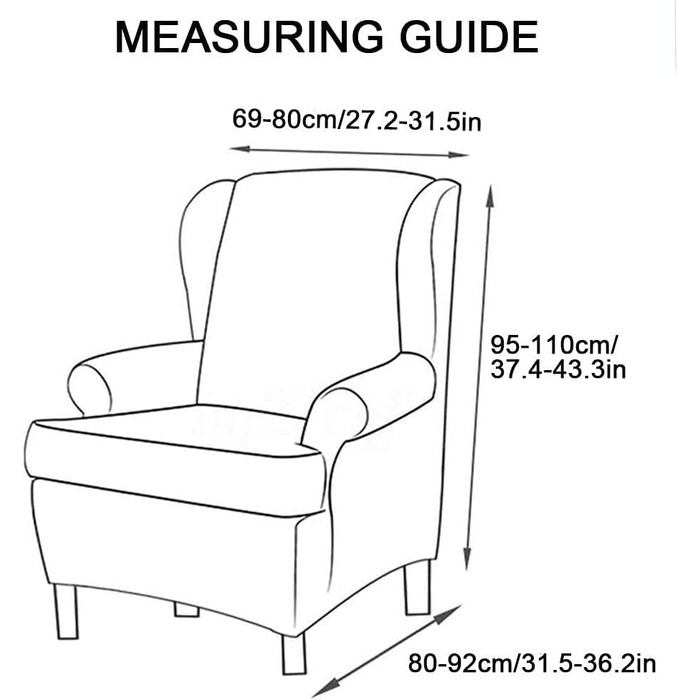 Чохол для крісла Highdi з 2 частин, чохли для крісел, чохли для крісел з крилами, еластичний чохол для крісла &quotТигр&quot з підлокітниками, висока спинка, універсальний (квітка та листя), зелена пружина