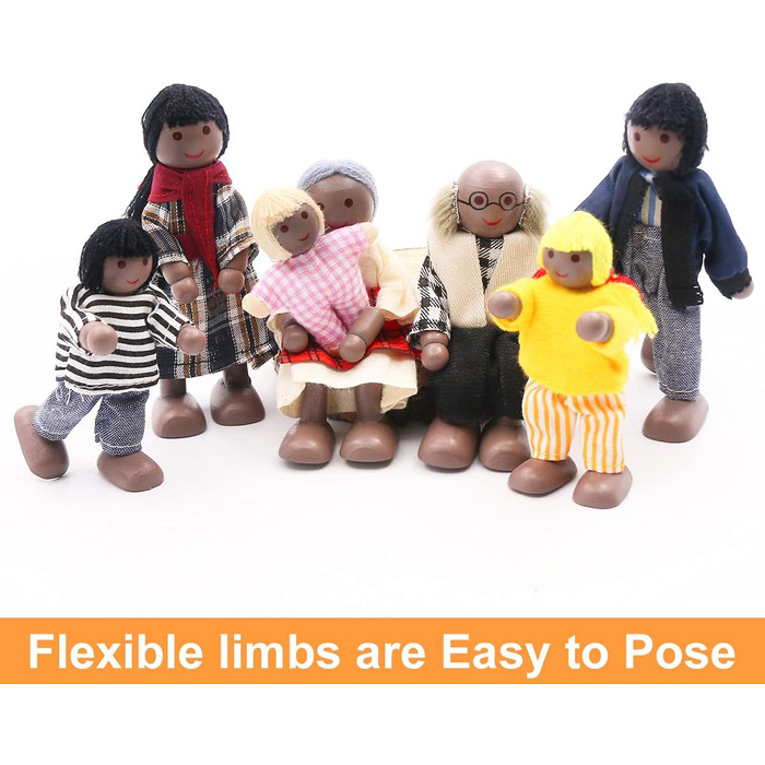 Ігровий набір із 8 дерев&39яних сімейних ляльок SumDirect, дерев&39яні ляльки для сім&39ї ляльок, дитяча іграшка для лялькового будиночка (стиль 4)