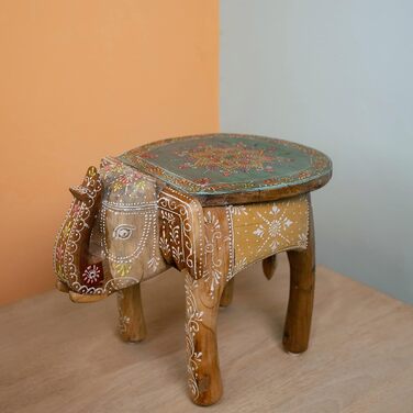 Табурет Gall&Zick Слон ручної роботи Бірюзовий дизайн мандали, дерево манго, приблизно 30 28 42 см декоративний журнальний столик/табурет кольору бірюзи