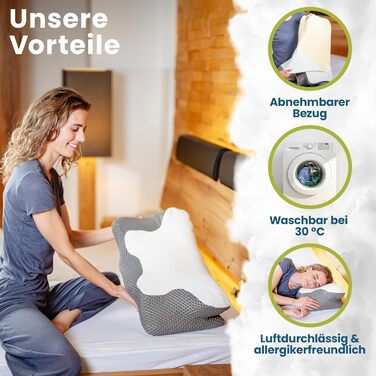 Ортопедична подушка для шиї подушка з піни з ефектом пам&39яті для сну на спині та на боці, ергономічна подушка для полегшення болю в шиї, дихаюча та сертифікована Oeko-TEX