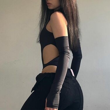 Жіночий боді SNOMYRS, чорний, з вирізами