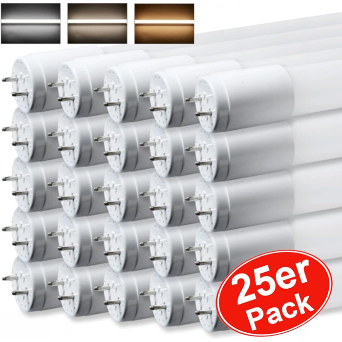 Упаковок світлодіодна люмінесцентна лампа 120см GLASS T8 G13 18W неонова трубка трубка трубка лампи трубка (нейтральний білий), 25