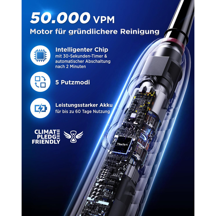 Електрична зубна щітка з обертанням для дорослих та дітей, 8 насадок (2 типи), 3 рівні інтенсивності, 5 режимів, з настінним тримачем та зарядною станцією, таймер чищення 2 хвилини, чорний колір, (в упаковці)