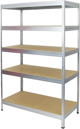Посилений стелаж (ВxШxГ) 180x120x60 см, Вантажопідйомність полиць 250 кг, Інноваційна вставна система, Оцинкований, Гаражний стелаж, Складський стелаж, Вставний стелаж, Сталь, Підвальний стелаж 180x120x60 см, Оцинкований