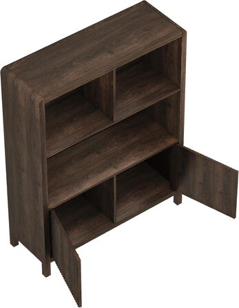 Висока тумба, Комод, Сервант, 103 x 80 x 28 см, Багатоцільова шафа, Шафа для вітальні з 2 дверцятами та 5 відділеннями, Шафа для вітальні, Під горіх, Під горіх, 103 x 80 x 28 см