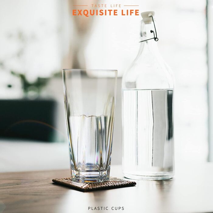 Пластикові стакани Asashizen PC 385 мл набір з 4 шт. , акрилові стакани для пиття, стакани для миття в посудомийній машині, для ді