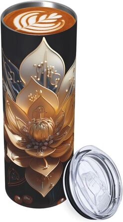 Кухоль з прямою трубочкою, 590 мл, білий, ніжний принт квітки лотоса, дорожній кухоль, підходить для кемпінгу, офісу та дому