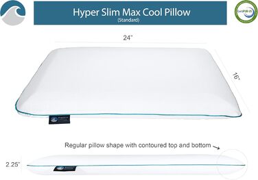 Подушка для постільної білизни Bluewave, вузька, надтонка, з піною з ефектом пам&39яті, просоченою гелем Ultra Slim (Plush) синя, висота 5,7 см Hyper Slim Max Cool (Standard)