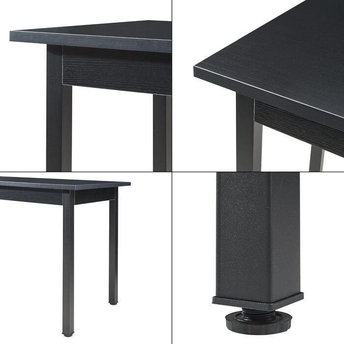 Сучасний обідній стіл Den Haag Black 120x60x75 см стіл для 4 осіб обідній стіл кухонний стіл