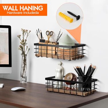 Невеликий металевий кошик, декоративний дерев&39яний органайзер для ванної кімнати, кухні, кошик для зберігання туалетного паперу, пакетика цукру, кавового сиропу, рушника для гостей, серветки (2 шт., колір дерева) чорний