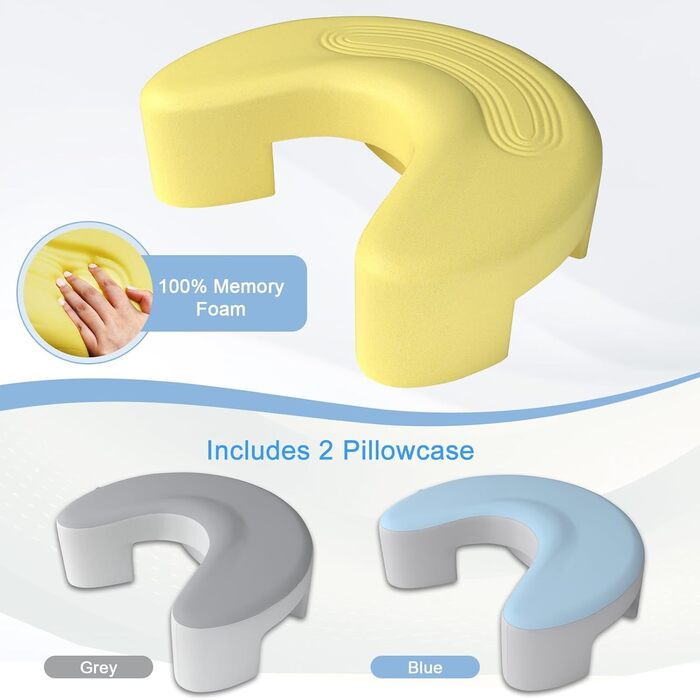 Ергономічна подушка для сну на боці з проймою, подушка для шиї, подушка для голови для сну на боці, подушка для шиї з піни з ефектом пам&39яті для сну на боці, спині та животі, 2 наволочки в комплекті