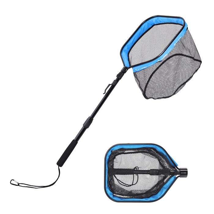 Підсак FLISSA для риболовлі, плавуча рибальська сітка, гумована рибальська сітка, складна, розсувна та зручна для риби, ідеально підходить для нахлистової риболовлі, риболовлі з каяка або човна