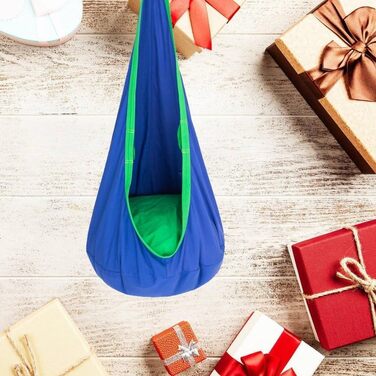 Підвісне крісло, гамак з повітряною подушкою, підвісна печера, крита підвісна гойдалка з ПВХ подушкою, витримує до 80 кг Blue2