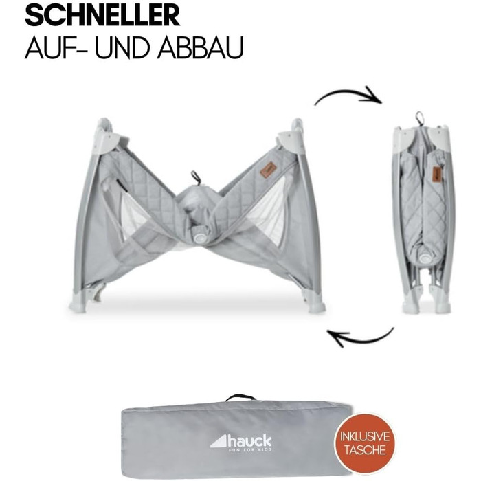 Дорожнє ліжечко Hauck Play N Relax Center з пеленальною підкладкою, регульованою висотою та боковим входом - Стьобаний сірий