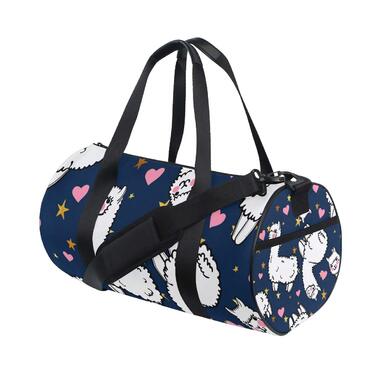 Біла лама, рожеве серце, спортивна сумка, дорожня сумка з тканини, сумка для вікенду, валіза, сумка для чоловіків та жінок, для спорту та подорожей