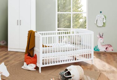 Дитяче ліжко Viktoria (140 x 70 см) - з 3 знімними перекладинами, бук, частково масив дерева, білий колір 144Д x 76Ш x 83В см, 111422 -