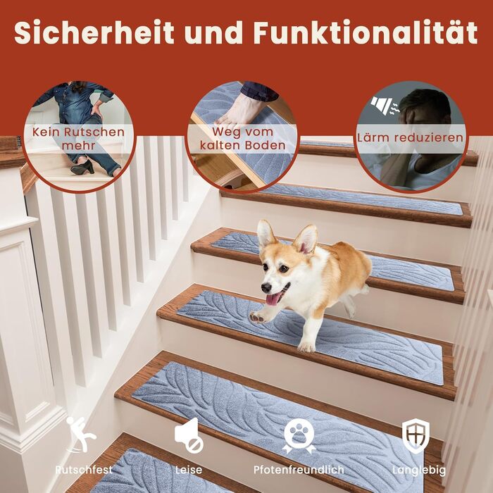 Килимки для сходів, самоклеючі килимки для сходів у приміщенні, 15 шт. , протиковзкі, ріжучі, багаторазові, захищають домашніх тварин, людей похилого віку та дітей (сірі, 55x19 см) 55 см x 19 см сірий