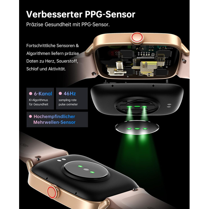 Жіночий смарт-годинник Gydom з функцією телефону 1,85 дюйма HD 2 браслети фітнес-годинник фітнес-трекер серцевого ритму/SpO2/сон/IP68 водонепроникний спортивний годинник крокомір для Android iOS рожевий 1,85 рожевий