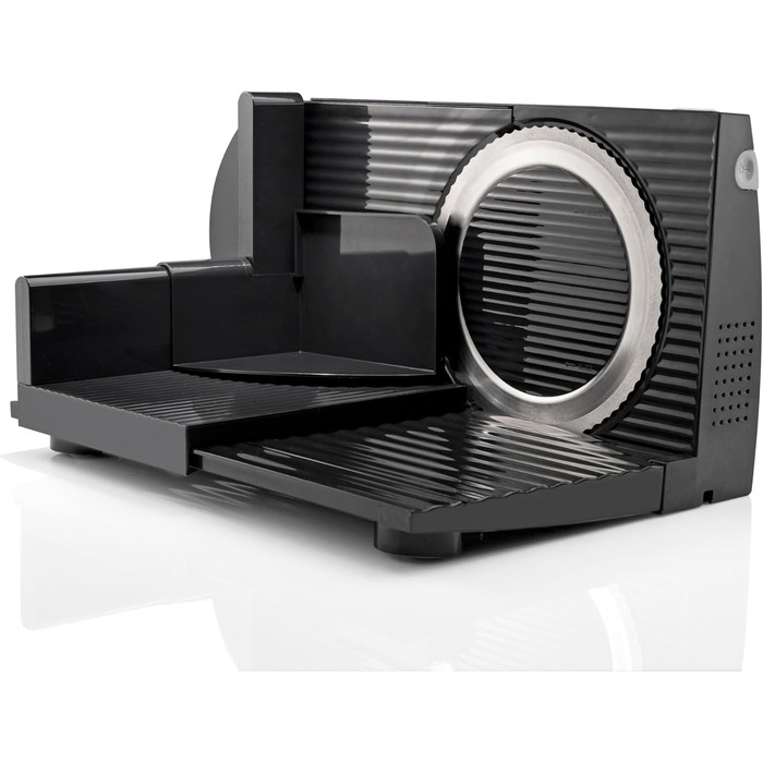 Харчовий слайсер ЧОРНИЙ Зроблено в EU I Компактний електричний слайсер, Хліборізка Ø 170 мм лезо з нержавіючої сталі 2в1 Регульований 0-17 мм, без бісфенолу А 100 Вт (142420002) Чорний RS42, 42