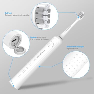 Електрична зубна щітка для дорослих з акумулятором до 240 днів роботи, 8 змінних насадок, акумуляторна, 3 режими чищення, таймер на 2 хвилини, водонепроникність IPX7, ідеальний подарунок для сім'ї, біла