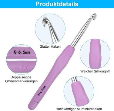 Набір гачків для вязання 5 Гачки для вязання гачком, набір для вязання гачком 12 розмірів для початківців, дорослих і дітей, набір для вязання гачком, спиці з ергономічною ручкою, аксесуари для вязання, сумка для вязання, набір для вязання гачком, набір с