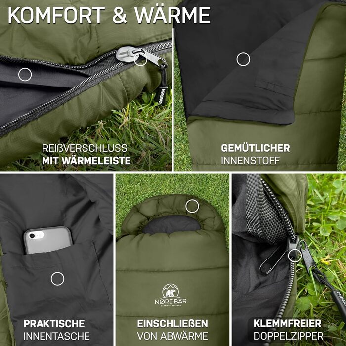 Сезонний та літній надлегкий спальний мішок 750 г/1500 г Кемпінговий спальний мішок-мумія Маленьке пакування 100 г/м/300 г Спальний мішок для подорожей на природі Літній спальний мішок оливкового кольору - 750 г, 3-