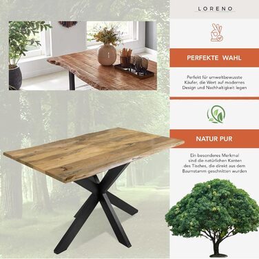 Обідній стіл Loreno ручної роботи з мангового дерева, 120x80 см - 300x100 см, стіл з масиву дерева з рельєфним краєм, основа, стійкий та стійкий - Дерев&39яний обідній стіл, Кухонний стіл, Обідній стіл з масиву дерева