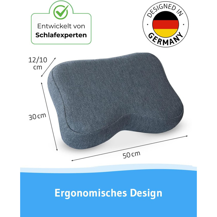 Подушка Third of Life Recovery Quickdry Side Sleeper Pillow подушка для шийного відділу хребта та шиї для сну на спині та боці, ергономічна піна з ефектом пам&39яті з бамбуковим активованим вугіллям, швидковисихаюча та терморегулююча, колір антрацит