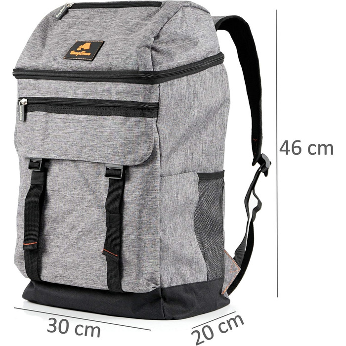 Рюкзак-холодильник CampFeuer 20 л сірого кольору Легкий та водонепроникний Ізольована сумка 20 літрів для барбекю, кемпінгу, пляжу та активного відпочинку Ізольований рюкзак-холодильник