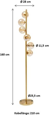 Підлоговий світильник Kare Design Scala Balls, золото, 160x28x28 см, торшер для читання, сталевий каркас, скляні плафони, лампи не входять, для вітальні