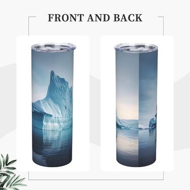 Кухоль з прямою трубочкою, дизайн айсберга, дорожній кухоль з принтом, підходить для кемпінгу, офісу та дому, 590 мл