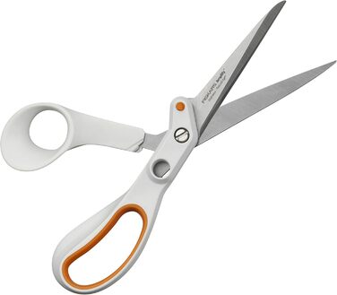 Універсальні ножиці Fiskars Razor Edge, 21 см, білий/помаранчевий, підсилювач, універсальні ножиці з 1005223 та антипригарним покриттям, довжина 21 см, титанове покриття/лезо з нержавіючої сталі/пластикові ручки, білий/помаранчевий, 1004721 довжина 21 см 