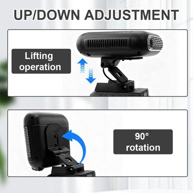 Обігрівач на батарейках, вентилятор-обігрівач на батарейках, автомобільний обігрівач з батарейками, поворот на 90, 2 портативні USB-обігрівачі, сумісний з BL1830 BL1850 BL1840 BL1845 BL1815 BL1820 BL1860B