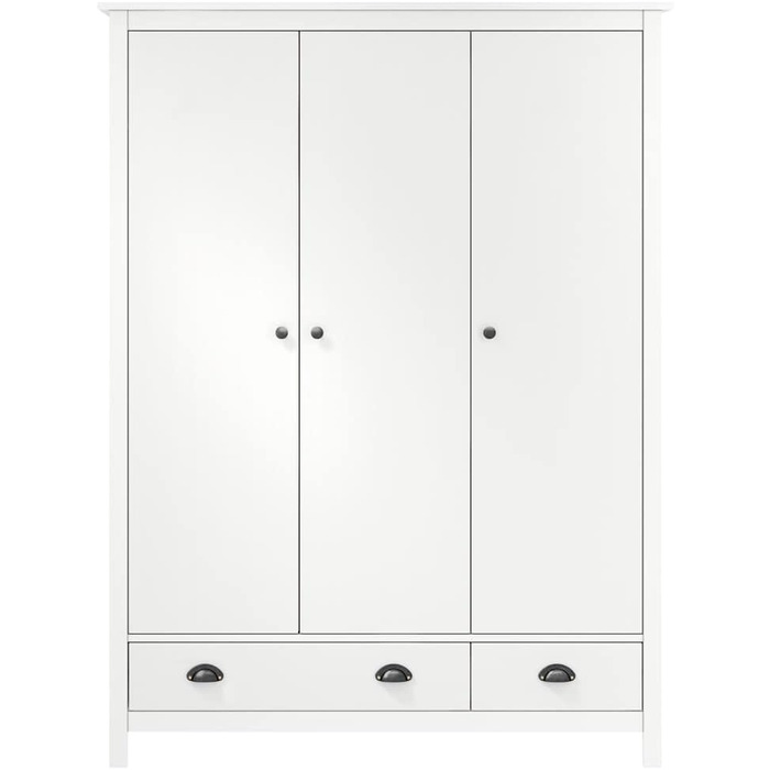 Шафа з масиву сосни з 3 дверима та 2 шухлядами, дерев&39яна шафа, шафа для спальні, 127x50x170 см, біла