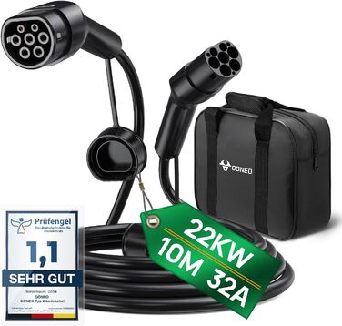 Зарядний кабель GONEO тип 2 22кВт 10М 32А зарядний кабель електромобіля тип 2 3 фазний режим 3 для електромобіля EV/PHEV тип 2 до