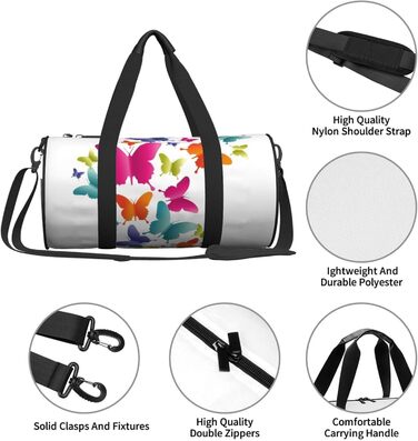 Спортивна сумка-мішок для подорожей з яскравим принтом метеликів, чорна, універсальний розмір, дорожня сумка