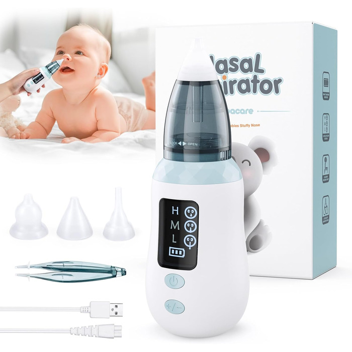 Дитячий назальний аспіратор, портативний електричний назальний аспіратор, назальний аспіратор з 3 рівнями всмоктування та 4 багато