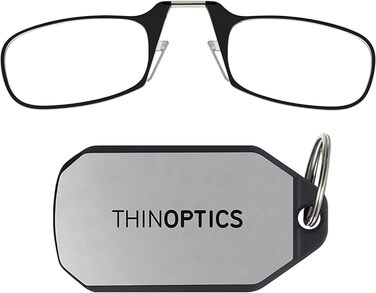 Окуляри для читання ThinOptics срібний брелок Чорна рамка, 2.00 діоптрій