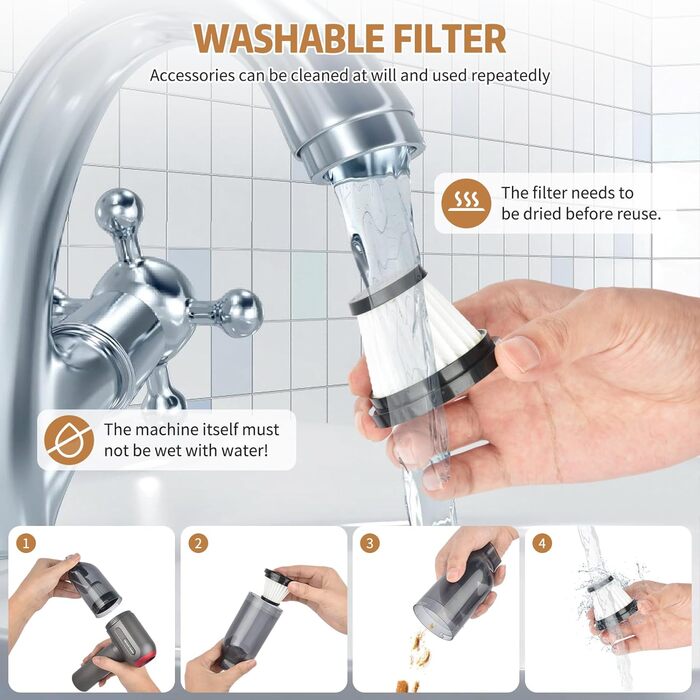 Ручний пилосос, 9000 PA Ручний пилосос акумуляторний, міні/портативний/перезаряджається USB пилосос, для шерсті домашніх тварин, а