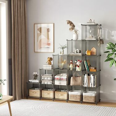 Органайзер для зберігання речей AWTATOS у формі куба, 16-кубовий модульний книжковий полиця для зберігання, полиця для шафи з пластику своїми руками, штабелювана полиця для зберігання речей, ідеальне рішення для зберігання речей для дому, офісу, спальні, 