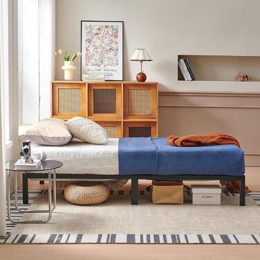 Металеве ліжко 90 x 200 см, каркас ліжка, односпальне ліжко, каркас ліжка-платформа, ліжко з палет, модульне ліжко, для складання не потрібні інструменти, чорне, 90 x 200 см, чорний - комплект з 1 предмета