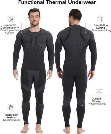 Чоловіча термобілизна, функціональна білизна, лижна білизна, зимовий комплект термобілизни, тепла, м&39яка, дихаюча, термобілизна, термомайка, термотруси для чоловіків, сірий, L