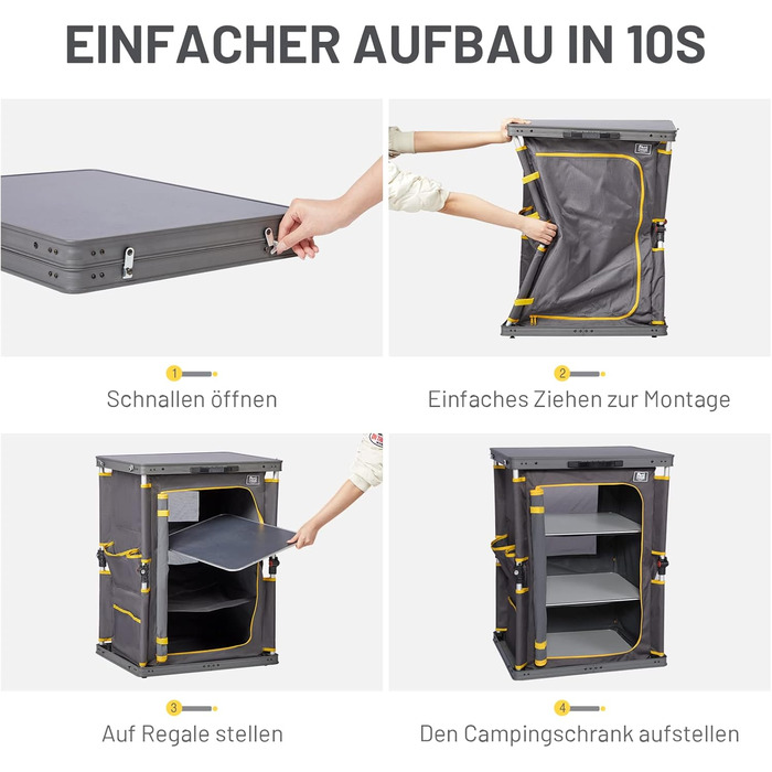 Складана кемпінгова шафа TIMBER RIDGE, розкладна кемпінгова кухня, автомобільна розкладна шафа, кухонний ящик, розкладна шафа, універсальний портативний з сумкою для перенесення, сірий