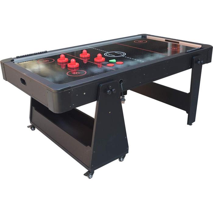 Стіл для аерохокею Twist Max сіро-чорний, мобільний (складаний та мобільний) 6,5 футів - комбінований 2 в 1 стіл для аерохокею та більярду