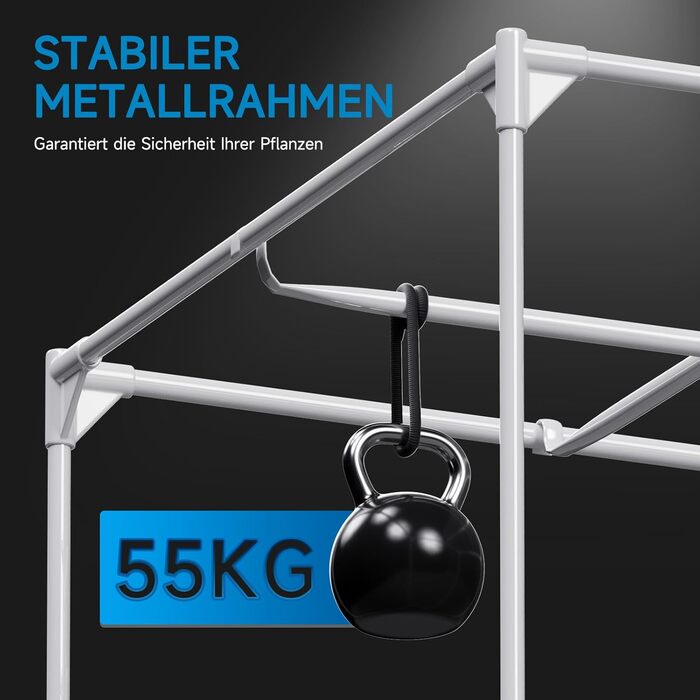 Повний набір наметів для вирощування Hon&Guan зі світлодіодною лампою для вирощування HG1000, намет для вирощування 60x60x160 см, намет для вирощування 150 мм, система вентиляції з фільтром з активованим вугіллям, трубчастий вентилятор, повний набір намет