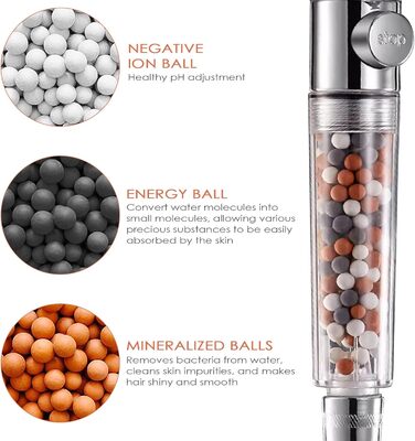 Душова насадка для фільтра з намистинами, душова насадка, фільтр проти випадіння волосся з вапняним нальотом, фільтруючі камені, антибактеріальні іонні фільтри, мінеральні камінці для видалення хлору, 9 Pack Mineral Beads Refill Set