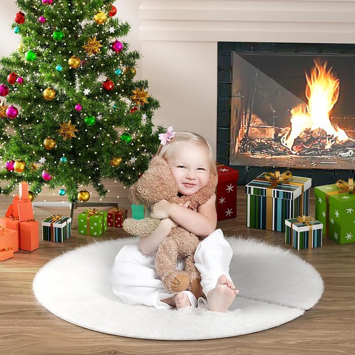 Біла спідниця для ялинки 90 см Priksia