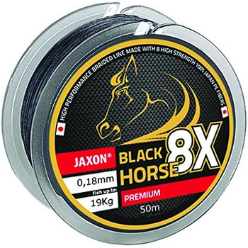 Плетена волосінь Jaxon Black Horse Premium, 50 м, 8-шарова волосінь (0,096 /м) (0,18 мм / 19 кг)