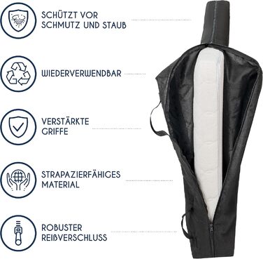 Чохол для матраца 90 x 200 см для зберігання та перевезення, Dreamzie (Виготовлено в ЄС та сертифіковано Oeko-TEX - товщина 25 см) - Сумка для зберігання матраців на блискавці, 90 x 200 см (товщина 25 см)